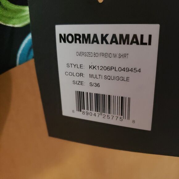 Norma Kamali NWToversized funky boyfriend shirtBlackwteal,green,orange,red sz lg - Picture 5 of 8